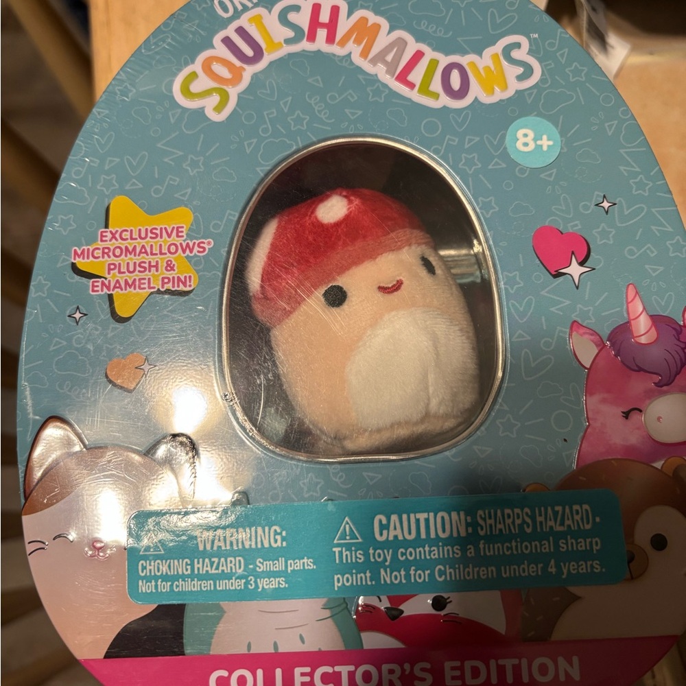 Squishmallows Malcom Mushroom in tin